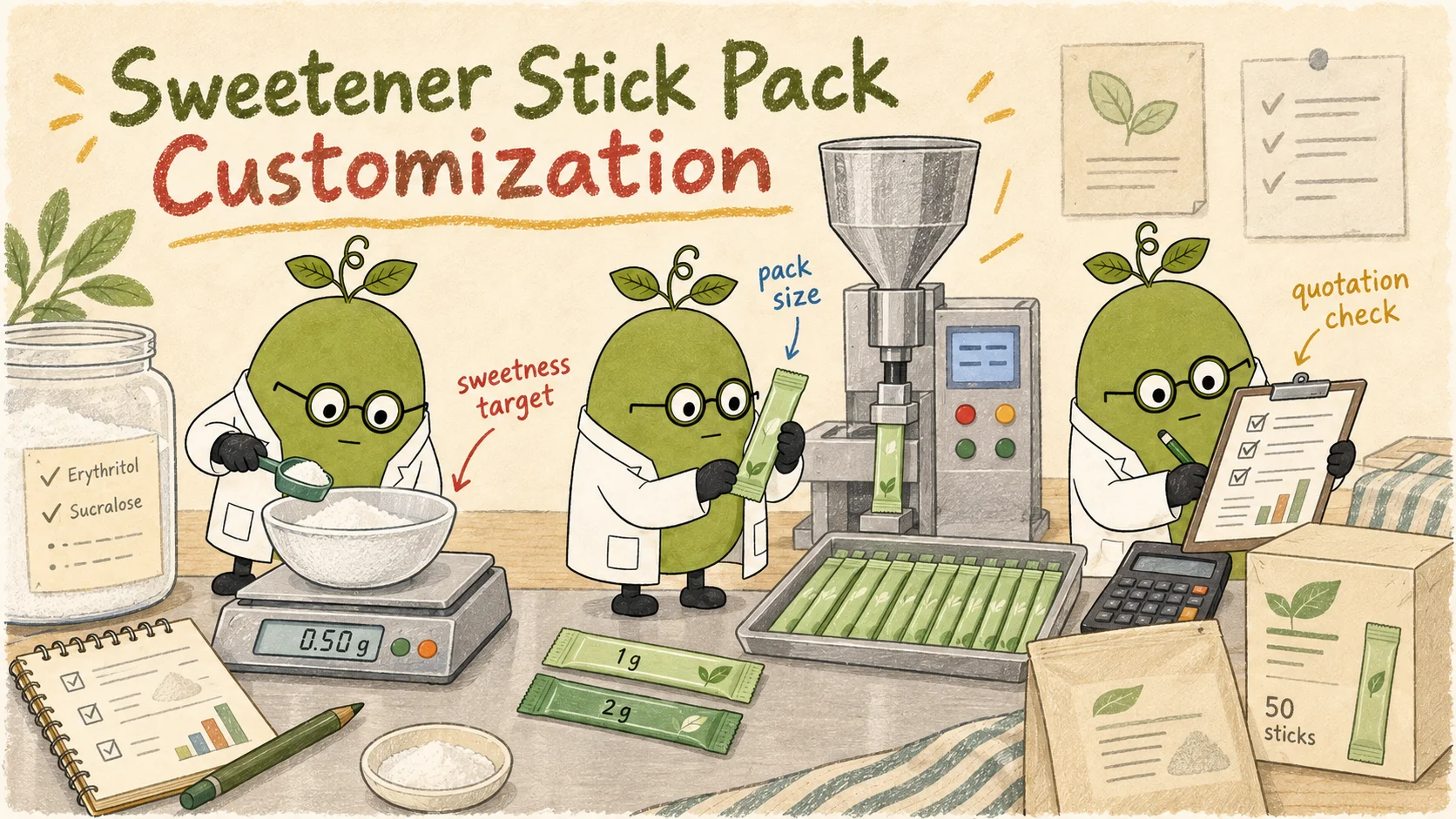 Monk Fruit Doctor team: Custom Erythritol–Sucralose Stick Packs: Formula, Pack Size, and OEM Pricing