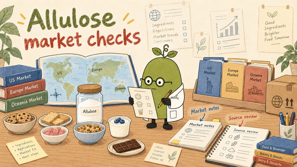 Monk Fruit Doctor compares samples and records observations for Allulose Market Access and Labeling Notes for U.S., EU and Australia-New Zealand Buyers.