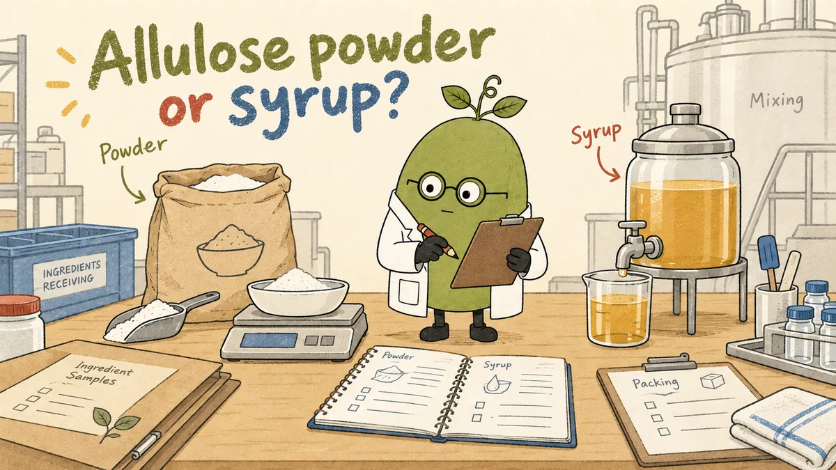 Monk Fruit Doctor compares samples and records observations for Allulose Powder vs Syrup: Sourcing Guide for Food and Beverage Buyers.