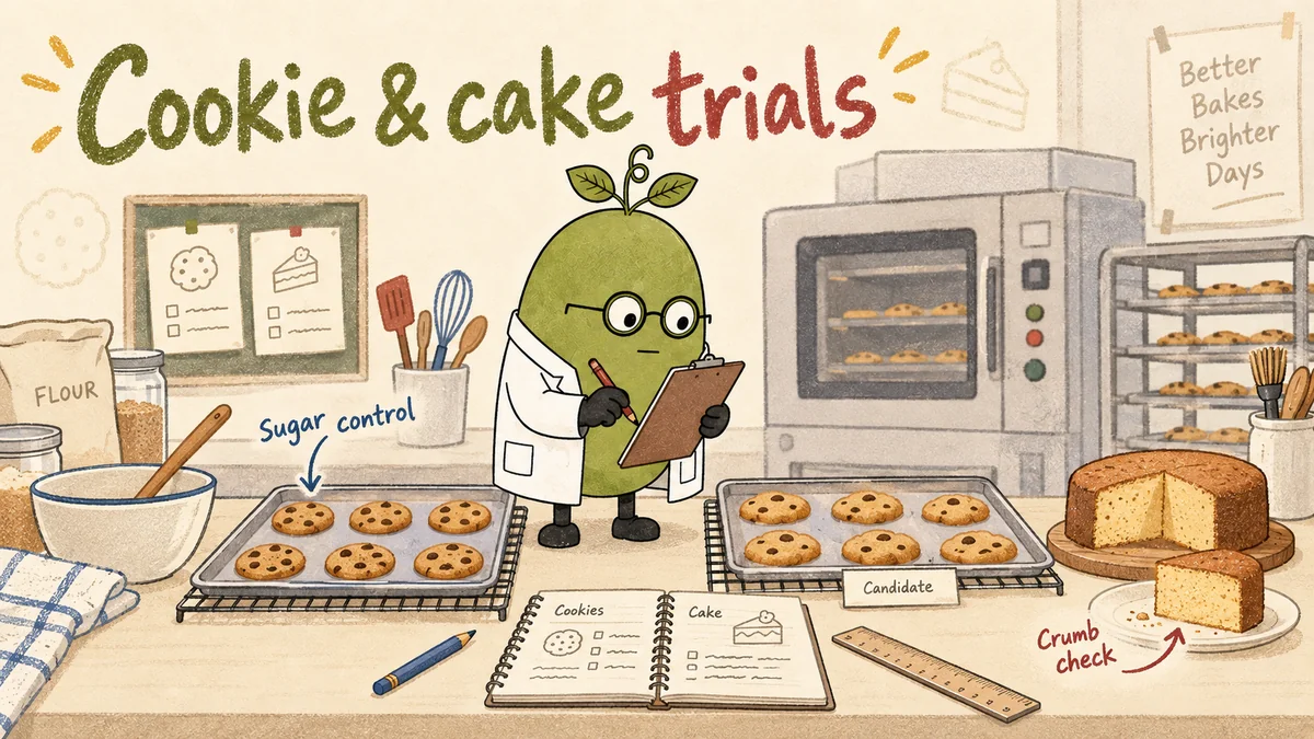Monk Fruit Doctor compares samples and records observations for Allulose–Stevia Blends for Baking: Cookie and Cake Trial Checklist.