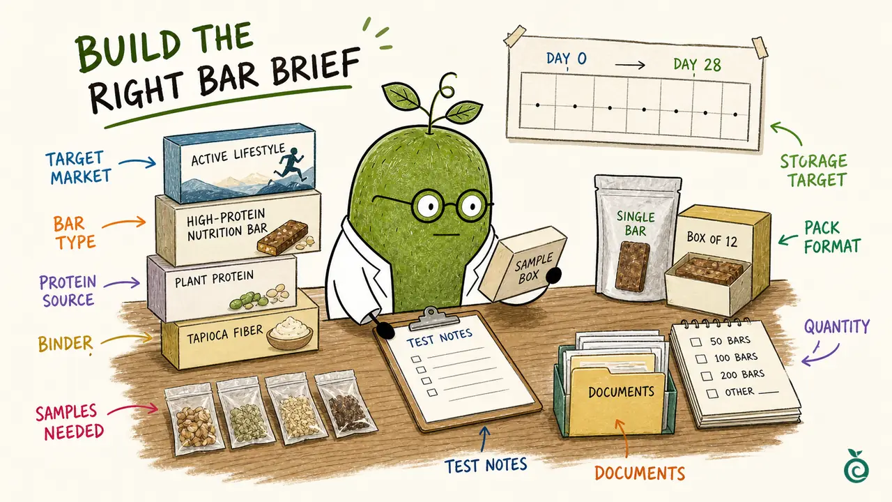 Green Monk Fruit Doctor Xiaohei preparing a high-protein nutrition bar storage testing sample request with storage checkpoints and buyer details.