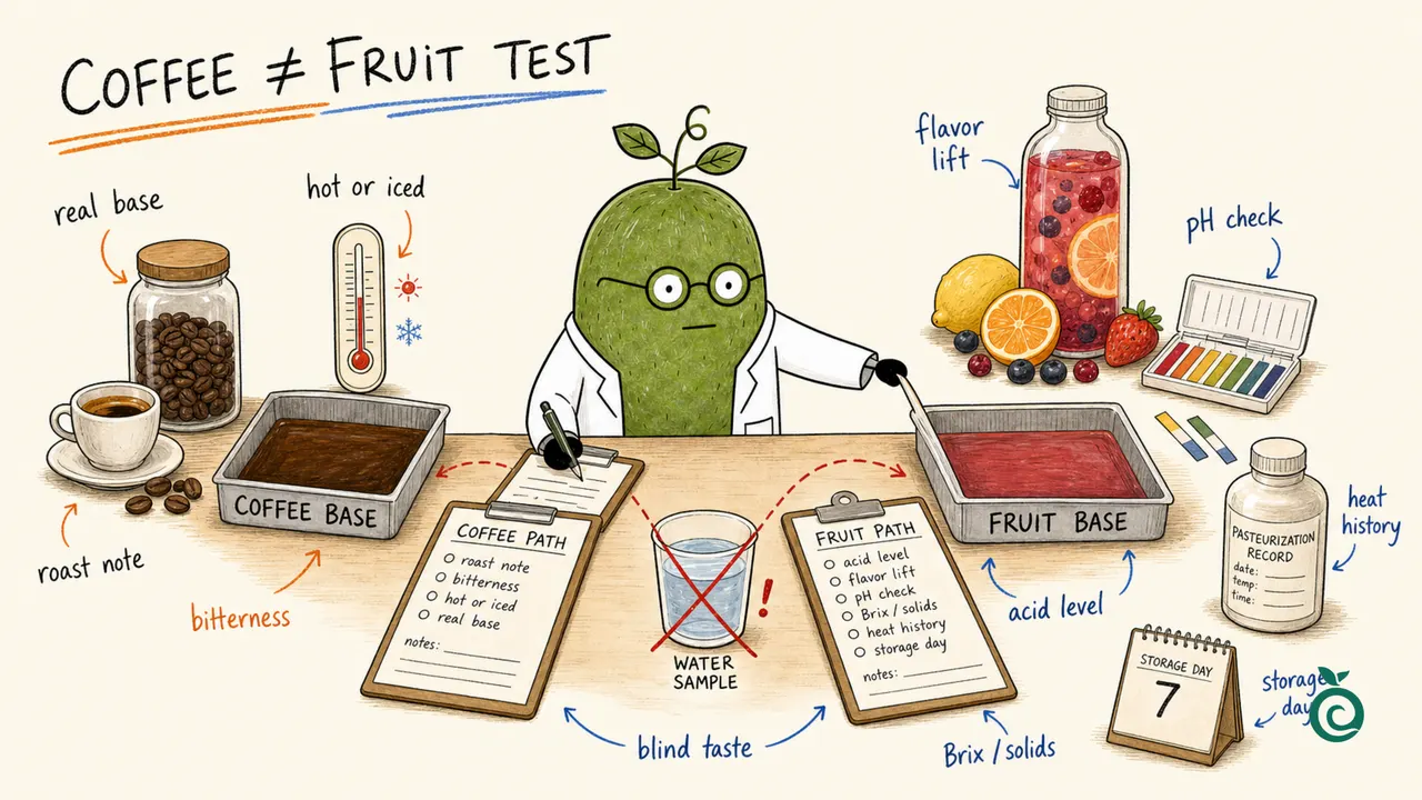 Green Monk Fruit Doctor Xiaohei separating coffee and fruit beverage sweetener sample tests.
