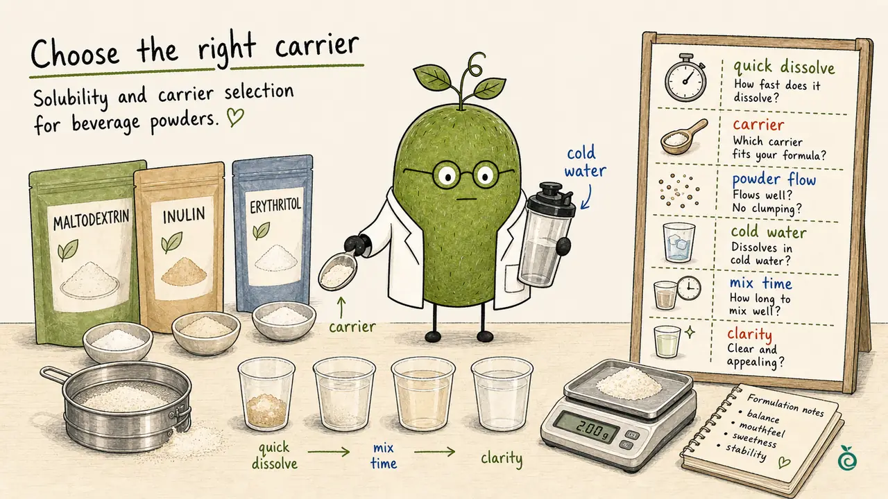Monk Fruit Doctor checking carriers, cold-water mixing and clarity; powder names, cups and the 2.00 g scale reading are illustrative, not a Hengliyuan formula, dose recommendation or measured comparison.